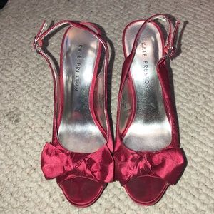 Red Satin Kate Preston Heels- Size 6.5 Women